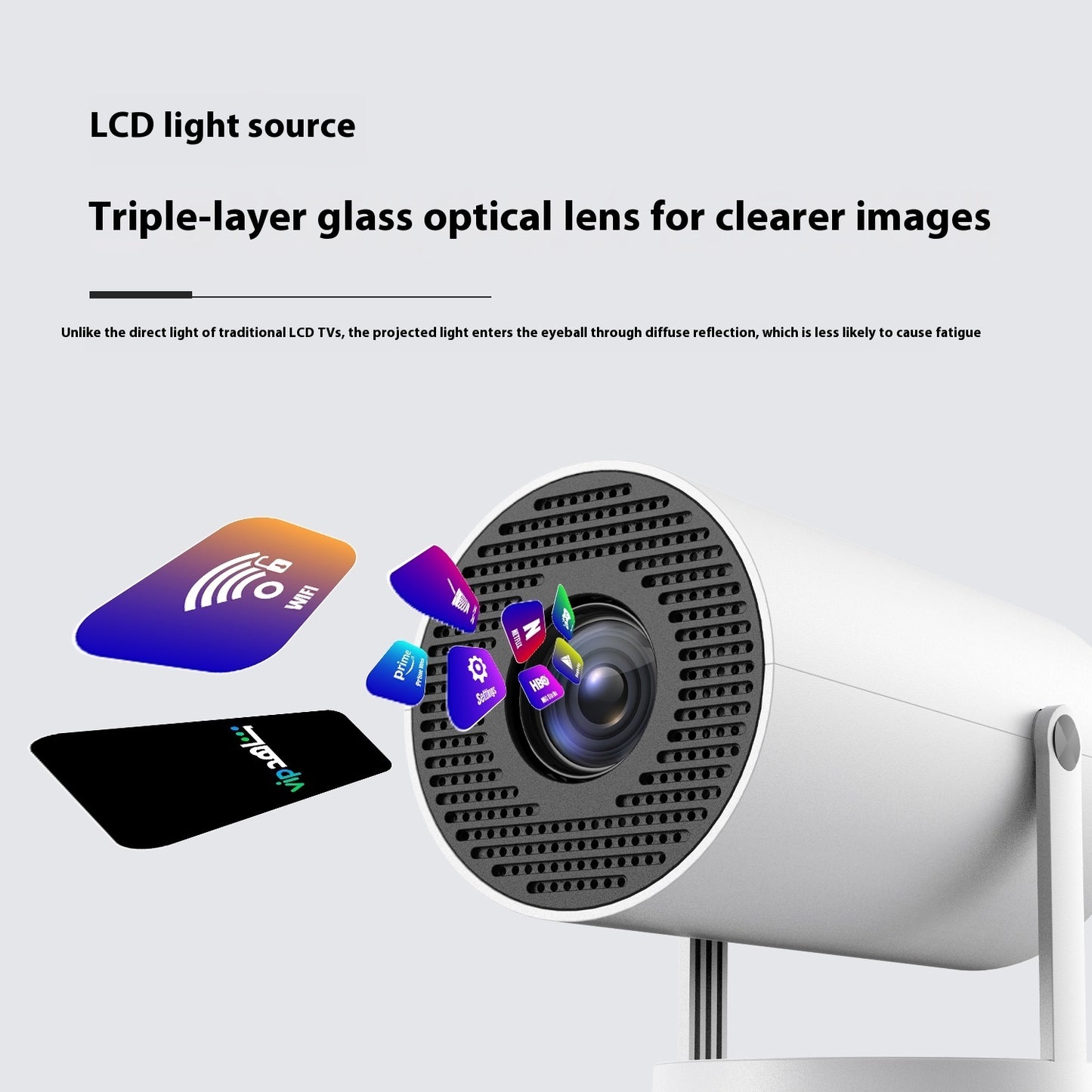 Portable Projector - Small Straight Projector For Home Use, 180 Degrees Projection Angle, Automatic Focus, Home Video Projector