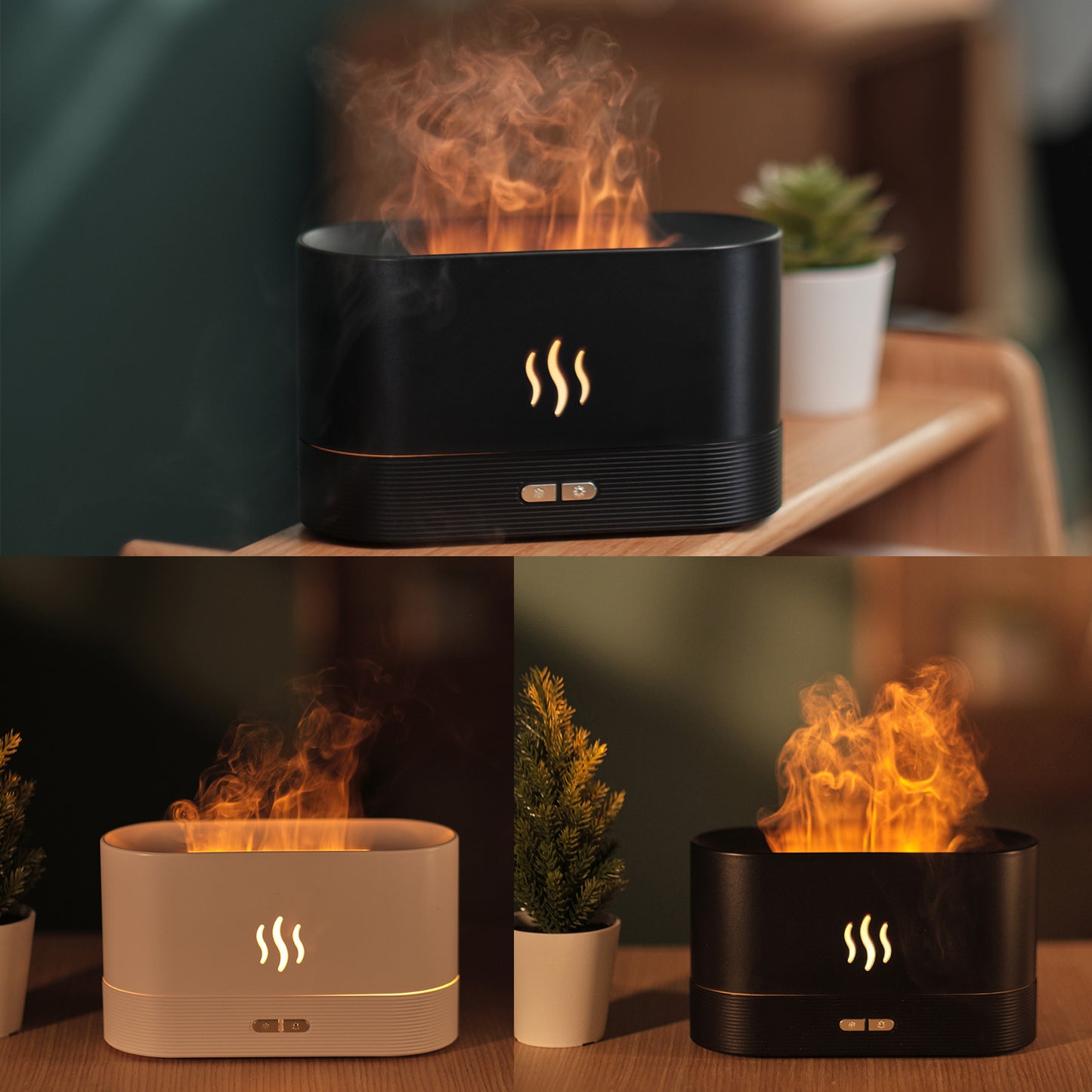 Aroma Diffuser With Flame - Light Mist Humidifier, Aromatherapy Diffuser With Waterless Auto-Off Protection For Spa, Home, Yoga, Office